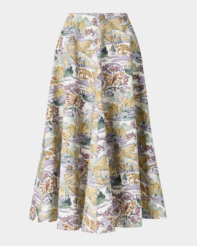 Varda Printed Midi A-Line Skirt